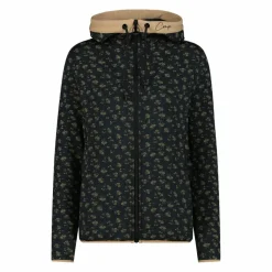 Bedruckte Damen-Fleecejacke mit Kapuze><noscript><img width=