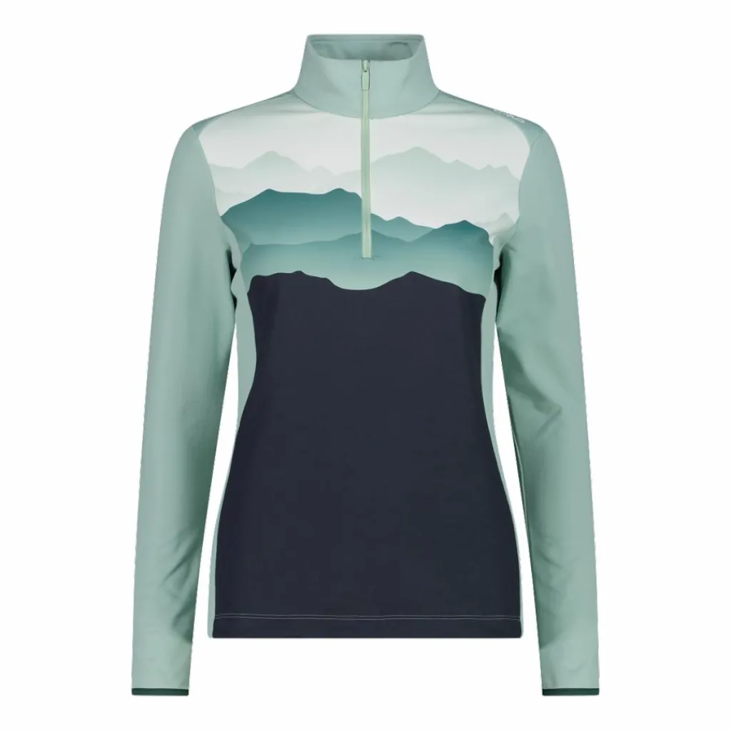Bedrucktes Half-Zip-Fleeceshirt aus Softech für Damen>CMP Clearance