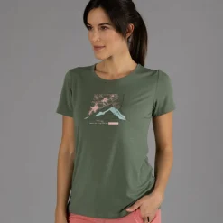 Damen Bamboo T-Shirt mit weitem Ausschnitt und Blumenprint><noscript><img width=