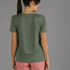 Damen Bamboo T-Shirt mit weitem Ausschnitt und Blumenprint><noscript><img width=