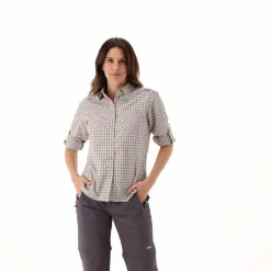Damen Langarm-Bluse mit Karomuster><noscript><img width=