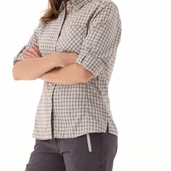 Damen Langarm-Bluse mit Karomuster><noscript><img width=