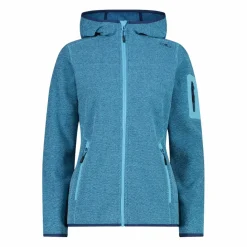 Damen schweres Fleecejacke Knit-Tech in melierter Optik mit Kapuze><noscript><img width=