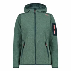 Damen schweres Fleecejacke Knit-Tech in melierter Optik mit Kapuze><noscript><img width=