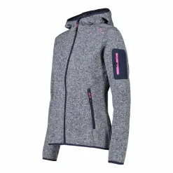 Damen schweres Fleecejacke Knit-Tech in melierter Optik mit Kapuze><noscript><img width=