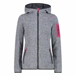 Damen schweres Fleecejacke Knit-Tech in melierter Optik mit Kapuze><noscript><img width=