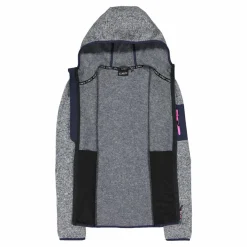 Damen schweres Fleecejacke Knit-Tech in melierter Optik mit Kapuze><noscript><img width=