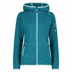 Damen schweres Fleecejacke Knit-Tech in melierter Optik mit Kapuze><noscript><img width=
