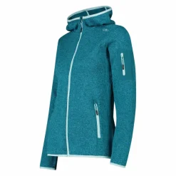 Damen schweres Fleecejacke Knit-Tech in melierter Optik mit Kapuze><noscript><img width=