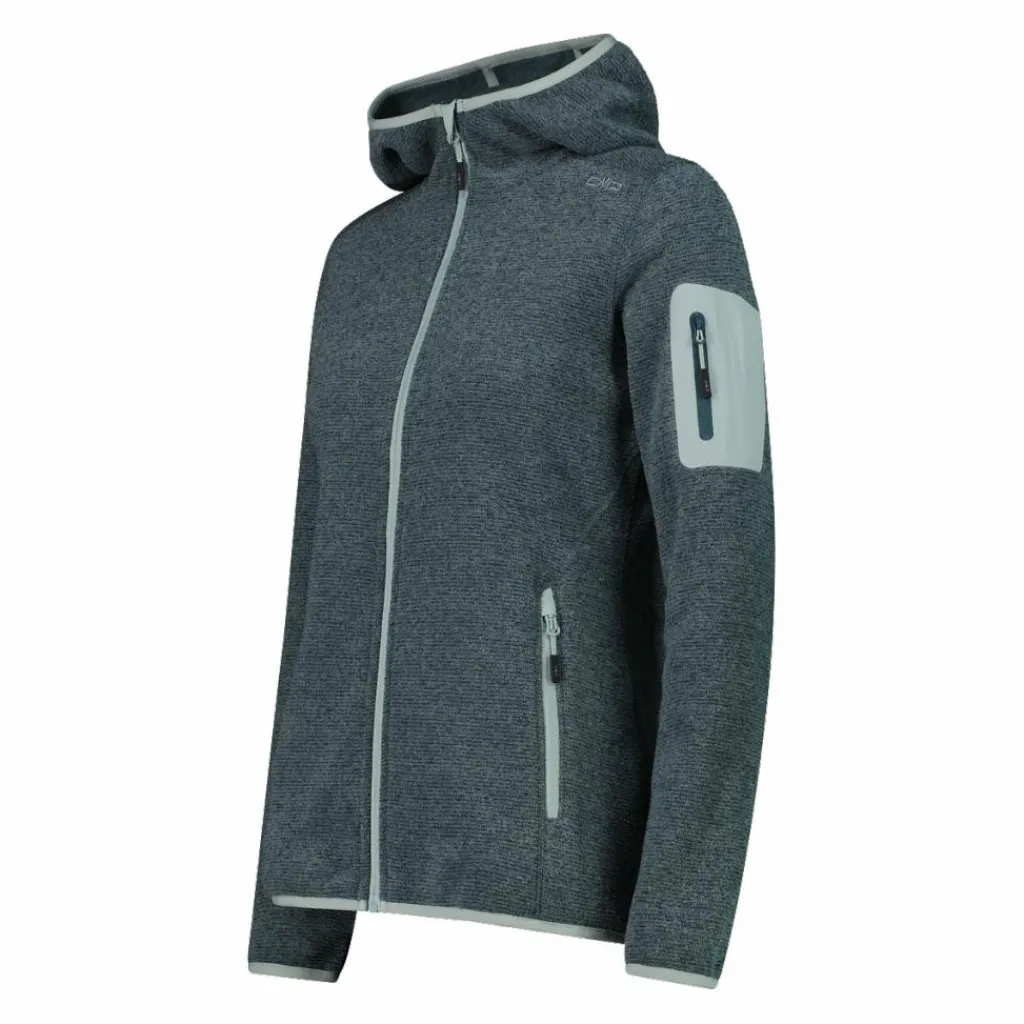 Damen schweres Fleecejacke Knit-Tech in melierter Optik mit Kapuze>CMP Best