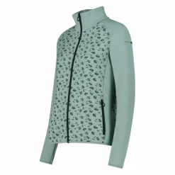 Damen-Fleece-Sweatshirt aus Stretch-Performance, bedruckt mit Melange-Details><noscript><img width=