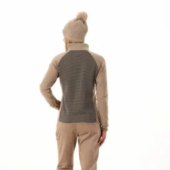 Damen-Fleece-Sweatshirt aus Stretch-Performance, bedruckt mit Melange-Details><noscript><img width=