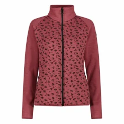 Damen-Fleece-Sweatshirt aus Stretch-Performance, bedruckt mit Melange-Details><noscript><img width=
