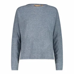 Damenpullover mit Bateau-Ausschnitt aus meliertem Jersey><noscript><img width=