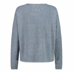 Damenpullover mit Bateau-Ausschnitt aus meliertem Jersey><noscript><img width=