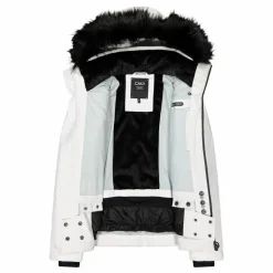 Damen-Skijacke mit abnehmbarer Kapuze aus Kunstfell><noscript><img width=