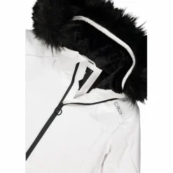 Damen-Skijacke mit abnehmbarer Kapuze aus Kunstfell><noscript><img width=