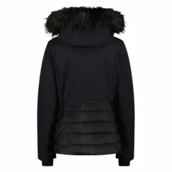 Damen-Skijacke mit abnehmbarer Kapuze aus Kunstfell><noscript><img width=