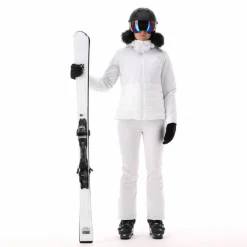 Damen-Skijacke mit abnehmbarer Kapuze aus Kunstfell><noscript><img width=