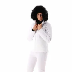 Damen-Skijacke mit abnehmbarer Kapuze aus Kunstfell><noscript><img width=