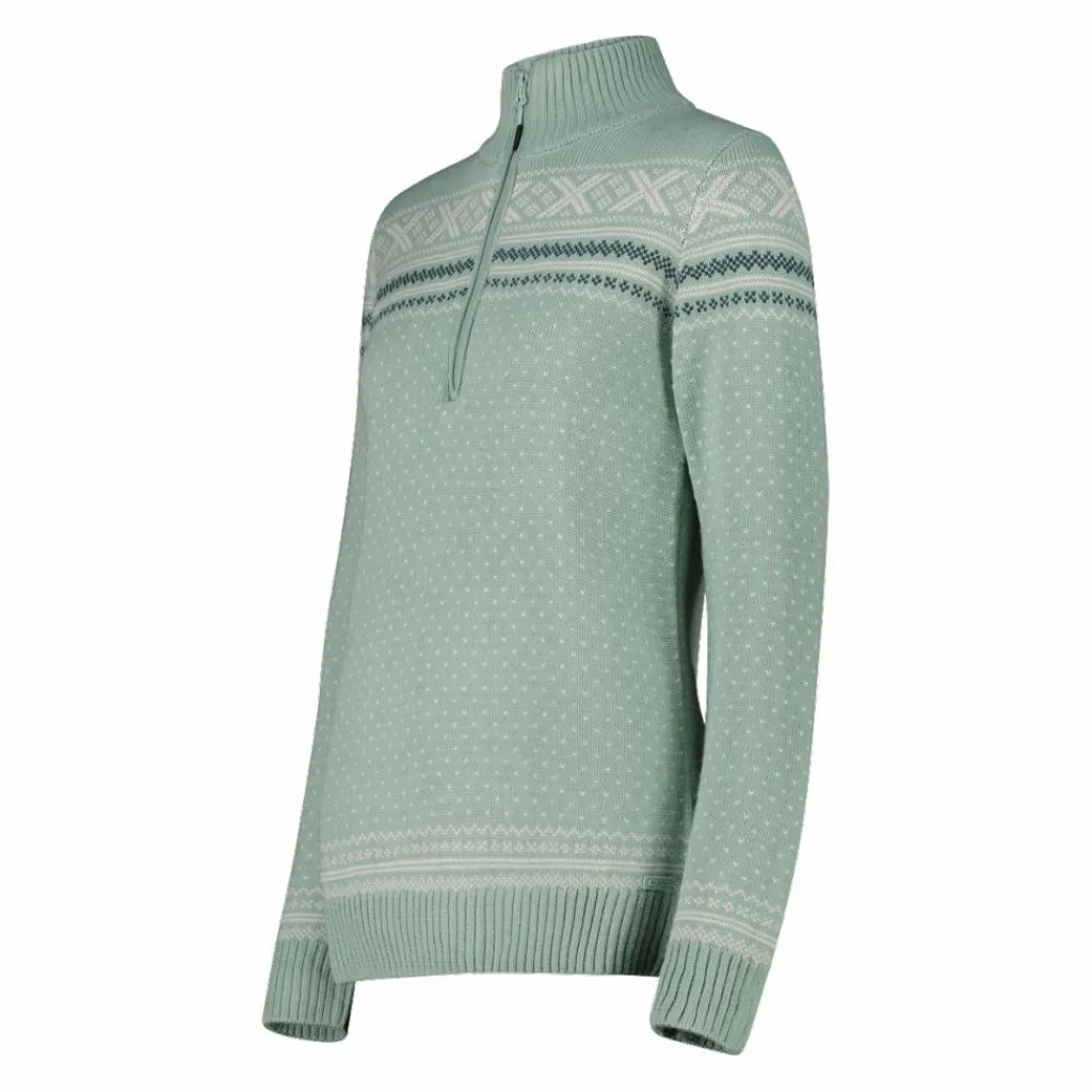 Damen-Sweatshirt mit halbem Reißverschluss in Wooltech>CMP Clearance