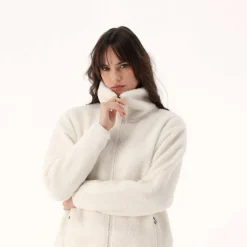 Damen-Sweatshirt mit Reißverschluss aus Teddyfleece><noscript><img width=