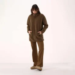 Damen-Sweatshirt mit Reißverschluss aus Teddyfleece><noscript><img width=