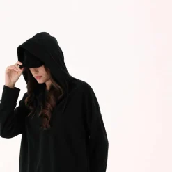 Damen-Sweatshirt ohne Reißverschluss mit fest angebrachter Kapuze><noscript><img width=