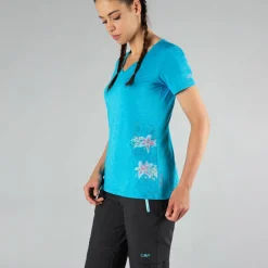 Damen-T-Shirt mit breitem Ausschnitt aus Light Jersey><noscript><img width=