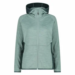 Fleece Grid Tech mit Reißverschluss für Damen meliert mit Kapuze><noscript><img width=