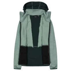 Fleece Grid Tech mit Reißverschluss für Damen meliert mit Kapuze><noscript><img width=