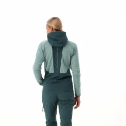 Fleece Grid Tech mit Reißverschluss für Damen meliert mit Kapuze><noscript><img width=