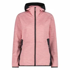 Fleece Grid Tech mit Reißverschluss für Damen meliert mit Kapuze><noscript><img width=