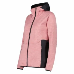 Fleece Grid Tech mit Reißverschluss für Damen meliert mit Kapuze><noscript><img width=