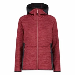 Fleece Grid Tech mit Reißverschluss für Damen meliert mit Kapuze><noscript><img width=