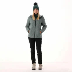 Fleecejacke für Damen aus Knit Tech Melange mit Kapuze><noscript><img width=