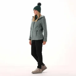 Fleecejacke für Damen aus Knit Tech Melange mit Kapuze><noscript><img width=