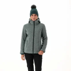 Fleecejacke für Damen aus Knit Tech Melange mit Kapuze><noscript><img width=