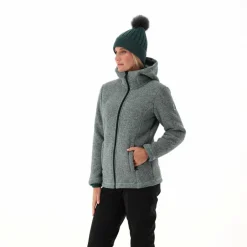 Fleecejacke für Damen aus Knit Tech Melange mit Kapuze><noscript><img width=