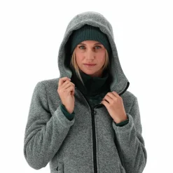 Fleecejacke für Damen aus Knit Tech Melange mit Kapuze><noscript><img width=