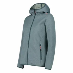 Fleecejacke für Damen aus Knit Tech Melange mit Kapuze><noscript><img width=