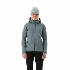 Fleecejacke für Damen aus Knit Tech Melange mit Kapuze><noscript><img width=