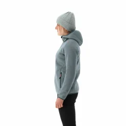 Fleecejacke für Damen aus Knit Tech Melange mit Kapuze><noscript><img width=