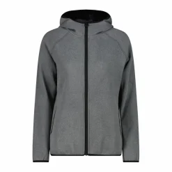 Fleecejacke für Damen mit Kapuze aus Knit Tech Melange><noscript><img width=
