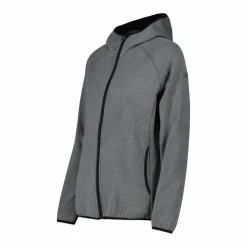 Fleecejacke für Damen mit Kapuze aus Knit Tech Melange><noscript><img width=