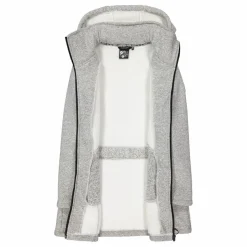 Fleece-Parka für Damen aus meliertem Knit Tech mit Kunstfell-Kapuze><noscript><img width=