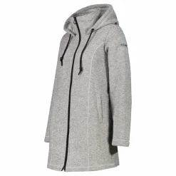 Fleece-Parka für Damen aus meliertem Knit Tech mit Kunstfell-Kapuze><noscript><img width=