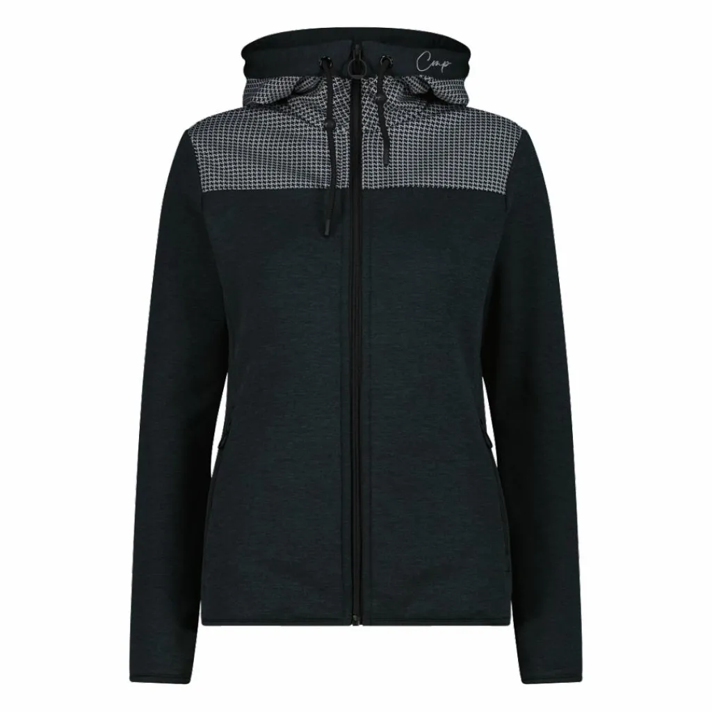 Fleece-Sweatshirt für Damen aus Stretch Performance Melange mit Hahnentrittmuster>CMP Sale