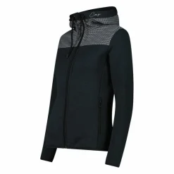 Fleece-Sweatshirt für Damen aus Stretch Performance Melange mit Hahnentrittmuster><noscript><img width=