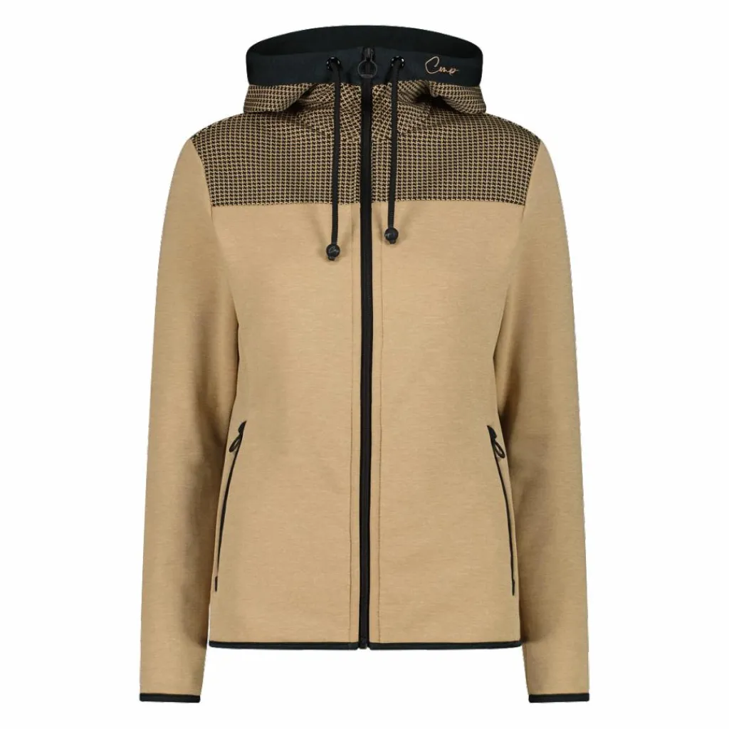 Fleece-Sweatshirt für Damen aus Stretch Performance Melange mit Hahnentrittmuster>CMP Sale